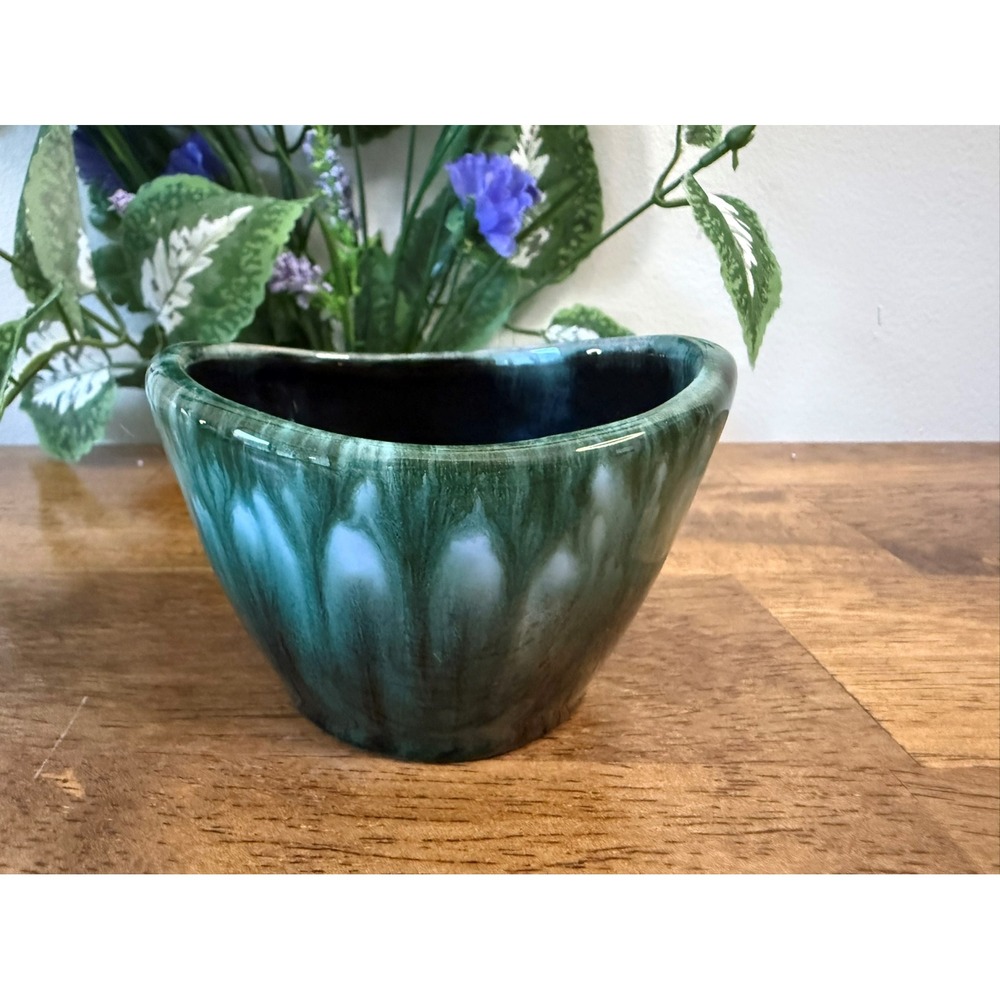 Vintage Canadian Pottery Green Drip Glaze Planter‎ MCM Art Pottery